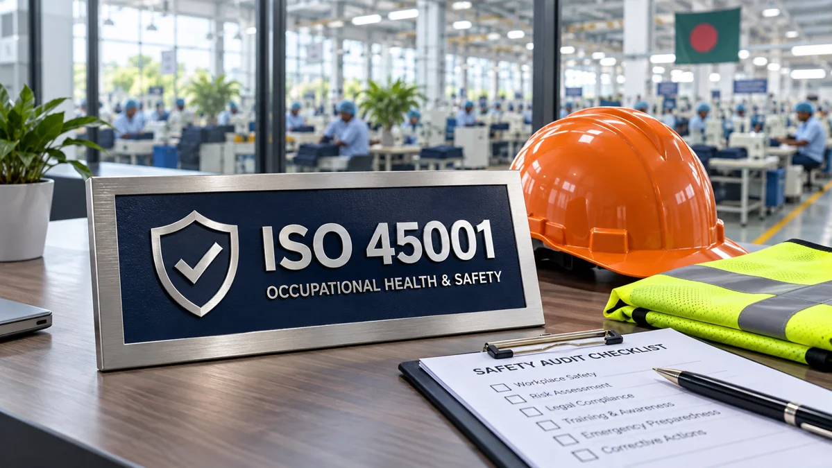 ISO 45001 Certification in Bangladesh — occupational safety plaque and audit checklist
