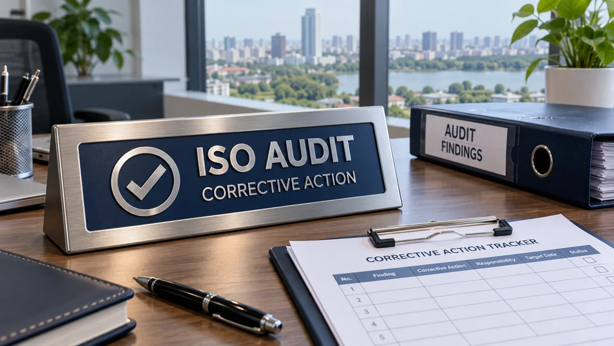 ISO Audit Nonconformity in Bangladesh — corrective action plaque and audit response tracker