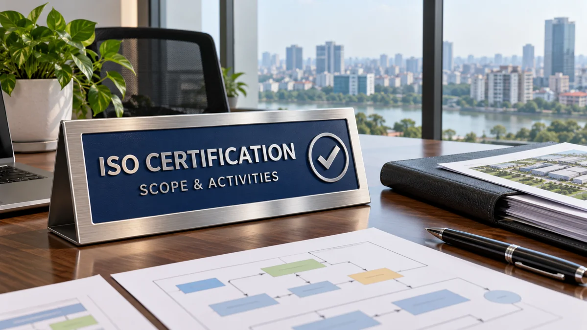 ISO Certification Scope in Bangladesh — scope plaque, process map and site planning folder